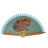 Genérico Ventaglio pieghevole con design artistico, ispirato ai dipinti classici, in legno naturale e tessuto, leggero, elegante e portatile (23 cm chiuso / 40 cm aperto) (marrone-girasoli)