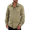 YOSUWOAI Camicia da uomo Safari da trekking a maniche lunghe, funzionale, traspirante, in cotone, con bottoni, da pesca, per attività all'aperto, vintage, a maniche lunghe, O verde dell'esercito, M