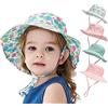 YANWANG Cappello da Sole a Secchiello Regolabile per Bambini, Cappello da Spiaggia con Protezione Solare UPF 50+ per Bambini Ragazzi Ragazze(Little Daisy,6-24Months)