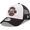 New Era Pigs Eye Garage Location Icon White Black A-Frame Adjustable Trucker Cap - One-Size