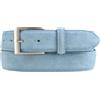 BELTINGER Cintura italiana in pelle scamosciata, larghezza 35 mm, da uomo, cintura per abito, cintura per pantaloni, in pelle scamosciata, fibbia in acciaio inox argento | blu denim 90cm