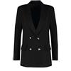 TrendyFashion Giacca da donna casual a maniche lunghe con bottoni dorati, doppiopetto, giacca con apertura frontale, Nero , 40-42