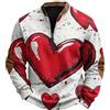 YOSUWOAI Felpa da uomo senza cappuccio San Valentino, maglione da uomo con stampa a forma di cuore 1/4 cerniera maglione da lavoro colorato con stampa graffiti a maniche lunghe, Z1 bianco., XXL