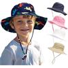 YANWANG Cappello da Sole a Secchiello Regolabile per Bambini, Cappello da Spiaggia con Protezione Solare UPF 50+ per Bambini Ragazzi Ragazze(Navy Dinosaur,6-24Months)