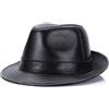 Ngbbby Cappello Fedora Classico Vintage, Cappelli Fedora in Pelle di Pecora per Uomo, Cappello a Cilindro Nero da Donna Taglia Unica con Fascia per Costume Jazz Anni '20, Festa, Accessorio Moda retrò