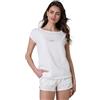 Lovable Set Pigiama Corto in Jersey e Viscosa | T-Shirt Manica Corta con Scollo a Barchetta + Pantaloncini | Comfort Estivo | Donna, Bianco Latte 6 - XXL