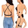 Lemorosy Reggiseno Donna con Ferretto a U Profondo e Confortevole con Spalline Imbottite Multiposizione Reggiseno Senza Schienale(Nero,2D)