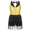 MSemis Body da Ginnastica Artistica Bambina Nappe Paillettes Leotards da Balletto Ginnastica Ritmica Body Danza Classica Moderna Costume da Danza Samba Rumba Salsa Jazz Giallo 9-10 anni