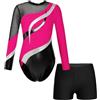 Freebily Body da Danza Classica Bambina Ginnastica Artistica con Pantaloncini Sportivi Balletto Body da Pattinaggio Artistico con Strass Leotards Maniche Lunghe Bianco 13-14 anni