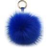 Xsclpomddy Portachiavi con pompon in pelliccia di volpe, grande, con palla di pelliccia soffice, ciondolo per borsa, Rosso, 5.9in