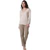 Lovable Set Pigiama Lungo in 100% Cotone | Maglia in Jersey con Scollo a V Serafino + Pantaloni con Elastico | Comfort Naturale | Donna, Cappuccino 3 - M