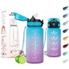 Motswedi Borraccia 500ml, con Cannuccia, Borraccia Palestra, a Prova di Perdite, Bottiglia Acqua, Borracce Motivazionale per Ufficio, Sport, Palestra, Scuola, Blu & Viola