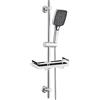 JOHO Colonna Doccia Senza Miscelatore, Asta Doccia Acciaio Inox 70 cm con Supporto Soffione Regolabile, Saliscendi Doccia Adattarsi ai Fori Esistenti con Doccetta 3 Geti e Mensola, Cromo