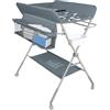 Willonin Tavolo per pannolini pieghevole, fasciatoio regolabile in altezza con cesto portaoggetti, cintura di sicurezza e 4 ruote con freno, motivo nuvola, 4 altezze regolabili 95/97/99/101 cm, grigio
