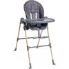 Chicco Polly Essential Seggiolone Pappa Evolutivo per Bambini da 0 Mesi a 15 KG, Reclinabile in 3 posizioni, 7 Livelli di altezza, Chiusura Compatta, Tessuto in poliestere riciclato, Grigio Scuro