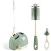 Vicloon Spazzola per Biberon, 3 Pezzi Silicone Pulizia Biberon e Ciuccio con Base per Riporre, Scovolino in Silicone per la Pulizia Tettarella, Cannucce, Verde-Base