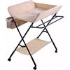 Willonin Fasciatoio pieghevole, fasciatoio con cesto portaoggetti, cintura di sicurezza e 4 ruote con freno, regolabile in altezza 74 x 63 x 92-98 cm, beige