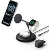 Belkin UltraCharge Caricatore USB Wireless 3 in 1 Qi2.2 25W, Stazione di Ricarica USB-C Magnetica con MagSafe per iPhone 17, Apple Watch, Pixelsnap, Galaxy S26 Ultra (con Adattatore da 45W), Nero
