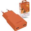 Inline Caricatore USB-C 30W, GaN Alimentatore con Dual USB-C, PD, PPS, Ricarica Rapida per Smartphone, Tablet, Papaya/Arancione, 31590O
