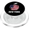 Bahaa's Tee New York City The Big Apple Graphic Tee shirt con bandiera USA PopSockets PopGrip per MagSafe