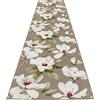 SalGiu Tappeto Cucina al Metro Fantasia Magnolie Fiori Passatoia Antiscivolo Lavabile Gommato Pvc (Tortora, 1 metro)