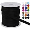 LEREATI Sbieco per Bordare 10mm x 50m Fettuccia in Raso Nastri in Sbieco per Cucito a Doppia Piega, Nastro per Tappezzeria per Cucito Bunting Cucitura Trapuntatura Orlatura (Nero)