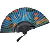GFM® - Ventaglio pieghevole in bambù e seta, da mano, stile giapponese/cinese, ideale per estate, matrimonio, regalo per feste (MR-E) (FLSLK-F17-05-TXKL)