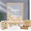 Smallduuck Libro degli ospiti quadrato personalizzato con 30-100 cuori in legno in una cassetta rustica per matrimoni con decorazione per libro degli ospiti rustico,Libro degli ospiti quadrato-Stile 3