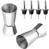 AFASOES 2 Pz Misurino Barman in Acciaio Inossidabile Misurino da Bar Misurino per Cocktail Dosatore Cocktail con 4 Pcs Versatori per Bottiglie per Bevande Alcoliche Bar Party (25/50 ml)