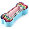 Amison - Set di formine per biscotti a forma di osso di cane, in acciaio inox, a forma di osso, colorate, senza BPA, 5 in 1