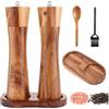 DAJAVE PepperMillWood - Macinapepe in legno, 20,5 cm, macinapepe e sale in legno, set con sottobicchiere, macinasale regolabile, macinapepe in legno di acacia
