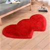 Hixingo Tappeto Camera da Letto Peloso Forma Cuore Tappeto Salotto Moderno Shaggy a Pelo Lungo Tappeti Camera da Letto Soffice Antiscivolo Zerbino Peloso per Corridori (Rosso,120x180cm)