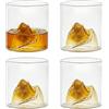 WIYETY 4 bicchieri da whisky, 180 ml, alla moda, set di bicchieri da whisky irregolari, bicchieri da whisky con montagne, belle cime di montagna, eleganti bicchieri per bourbon, rum - trasparente/oro