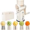 Zhang Xiao Quan Grattugia Formaggio Manuale 5 in 1 con Manovella e Base a Ventosa, 5 Lame Intercambiabili, Mandolina e Taglia Verdure a Julienne per Verdure, Frutta Secca, Beige