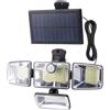 Posheliox Lampada da parete solare a 4 teste per esterni, impermeabile, sensore di movimento, lampada da giardino con telecomando, luci luminose per vialetti regolabili (L)
