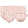 Seltmann Weiden Amina Rosé - Set da colazione con manico, 18 pezzi, per 6 persone, in porcellana, colore: Rosa