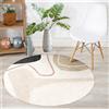 Hearda Tappeto Salotto Rotondo Astrazione Nordica, Flanella Tappeto Camera da Letto Lavabile, Tappeti Rotondo Salotto a Pelo Corto, Zerbino Cameretta, Tappetino Camera Bambini (Beige,100cm)
