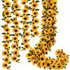 Fairblo 4 Pezzi Ghirlanda di Girasoli Artificiali di Seta 2,4 m Girasoli Finti per Decorazioni Ghirlanda Fiori Finti Artificiale Girasole Fiore per Interni Esterni Giardino Balcone Festa Matrimonio