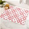 Homantic Tappeto da bagno rosa a scacchi, super morbido, carino, tappetino da bagno per bagno, decorazione floreale, antiscivolo, tappetino da bagno assorbente in microfibra con motivo floreale, 50 x
