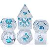 Cusdie Set di 7 dadi poliedrici DnD contenenti animali, per giochi di ruolo, Dungeons and Dragons (D&D), MTG, Pathfinder (pinguino blu)