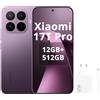 XIAOMI Smartphone Xiaomi 17T Pro 5G, 512GB, 12GB di RAM, display da 6,83", batteria da 7000mAh, obiettivo tele Leica 5x, display a 144Hz con protezione per gli occhi, colore viola intenso (con alimentatore)