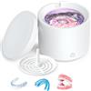 Acmeenjoy Pulitore Ultrasuoni 48000Hz, Pulitore Ultrasuoni Apparecchio Denti 200ml con UV Lampada e Pulizia di Baske, per Bite/Protesi dentali/Fermi/Testine di Spazzolini da Denti, Bianco