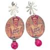 stylen Orecchini Pendenti Donna in Agata Fucsia, Orecchini Artigianali Lunghi Pop Art con Pietra Naturale e Perno a Fiore, Gioielli Alternativi e Colorati, Regalo Originale