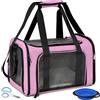 Vuxava Trasportino Gatto e Cane Piccola/Media Taglia, Borsa Zaino Trasporto Morbido e Traspirante con Tracolla e Cuscino Lavabile, 45x28x28cm, Portatile per Auto/Aereo(Pink L)