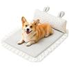 LUPEMCON Tappetino Rinfrescante per Animali con Cuscino Orecchie da Coniglio - Letto Ice Bean Morbido per Gatti e Cani Piccoli - Comfort Estivo - Resistente, Impermeabile, Diverse Taglie & Colori(Pink,X-Small)