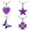 MicVivien Collana con Medaglione a Cuore/Ciondolo Quadrifoglio/Farfalla/Stella, Collana Che Cambia Colore per Bambini Collana con Rilevamento di Temperatura Ciondolo con Catena 50cm in Acciaio Inox