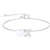 FindChic Cuore Bracciale Donna, Braccialetto Donna in Acciaio Inox, Bracciali Alfabeto Lettera X
