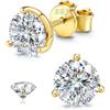 SLLAISS Orecchini Uomo Moissanite Argento 925 Ipoallergenici Oro Placcato 16K 2CT Moissanite D Color VVS1 Taglio Brillante, 3 Griffe Martini Solitario Orecchini Simulato Diamante Brillantino