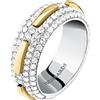Trussardi Anello Donna in Acciaio, Cristalli, Collezione CONCEPT, Bicolore, Pavé, Regalo Fidanzata