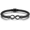 Zysta Bracciale in pelle da uomo e da donna, con simbolo dell'infinito, con chiusura magnetica, regalo per uomini e donne, Eine Grösse, Pelle, Nessuna pietra preziosa